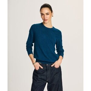 NAADAM 100% Cashmere Sweater Women's S Peacock Blue Crewneck Soft Luxury NWOT